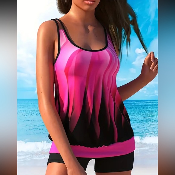 Other - NEW 2 Piece swim set, gradient Pink and Black #SW-T2-0016